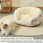 Winter Padded Pet Bed Open Design with Floral Skirt - GreenFur