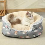 Winter Padded Pet Bed Open Design with Floral Skirt - GreenFur