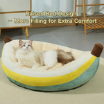 Winter Plush Banana Pet Bed with Removable Cushion - GreenFur