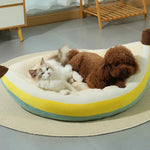 Winter Plush Banana Pet Bed with Removable Cushion - GreenFur