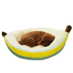Winter Plush Banana Pet Bed with Removable Cushion - GreenFur