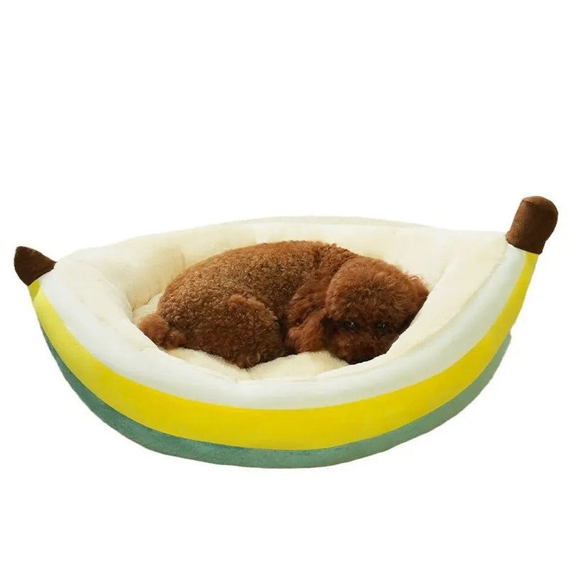 Winter Plush Banana Pet Bed with Removable Cushion - GreenFur