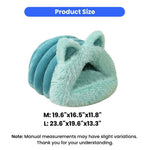 Winter Plush Cat Ear Pet Bed with Removable Cushion - GreenFur