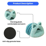 Winter Plush Cat Ear Pet Bed with Removable Cushion - GreenFur