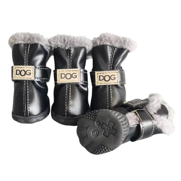 Winter Plush Lining Dog Boots For Small Breeds - GreenFur
