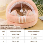 Winter Plush Semi - Enclosed Cat Bed Pet House with Pom - pom - GreenFur