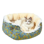 Winter Thickened Floral Pet Bed with Lace Trim - GreenFur
