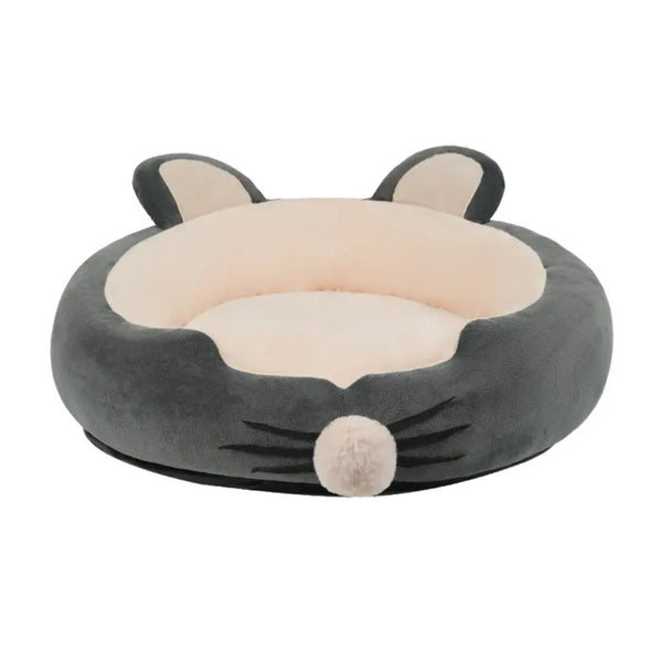Winter Thickened Plush Pet Bed with Cute Ear and Nose Design - GreenFur