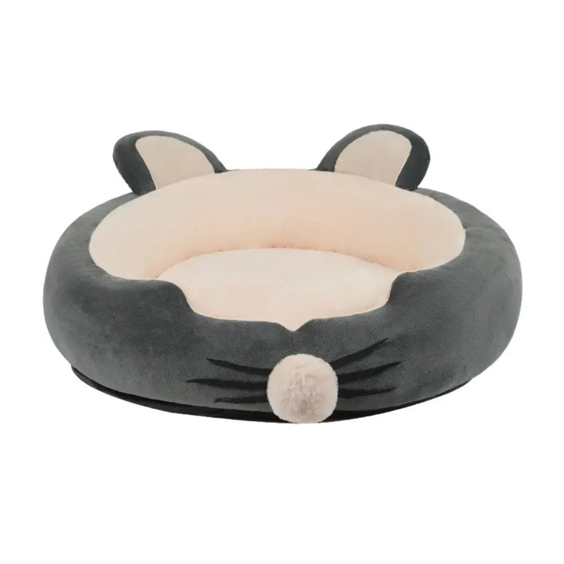 Winter Thickened Plush Pet Bed with Cute Ear and Nose Design - GreenFur