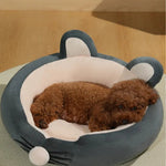 Winter Thickened Plush Pet Bed with Cute Ear and Nose Design - GreenFur
