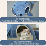 Winter Thickened PP Cotton Filling Plush Shark Pet Bed - GreenFur