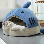 Winter Thickened PP Cotton Filling Plush Shark Pet Bed - GreenFur