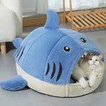 Winter Thickened PP Cotton Filling Plush Shark Pet Bed - GreenFur
