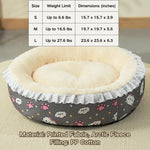 Winter Thickened Round Pet Bed with Plush Floral Design - GreenFur