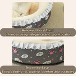 Winter Thickened Round Pet Bed with Plush Floral Design - GreenFur