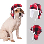 Winter Warm Fashion Adjustable Pet Cap Red Plaid Dog Hats - GreenFur