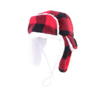 Winter Warm Fashion Adjustable Pet Cap Red Plaid Dog Hats - GreenFur