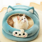 Winter Warmth Half - Closed Cat Ear Shaped Pet Bed - GreenFur