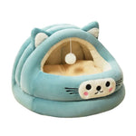 Winter Warmth Half - Closed Cat Ear Shaped Pet Bed - GreenFur