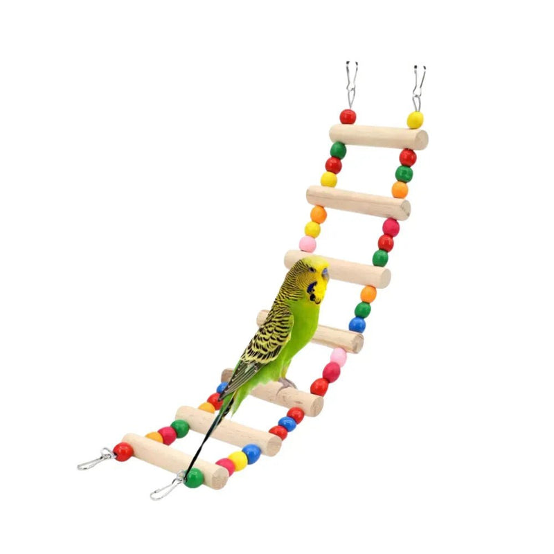 Wooden Climbing Ladder with Colorful Beads Bird Toy - GreenFur