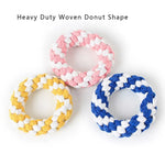 Woven Round Donut Pet Rope Toys, 4.3 inches - GreenFur