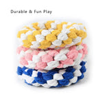 Woven Round Donut Pet Rope Toys, 4.3 inches - GreenFur