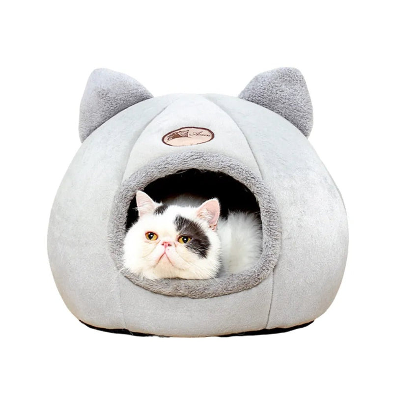 XL Size Short Plush Pet Bed Cave Cat Cave bed with Removable Cushion - GreenFur