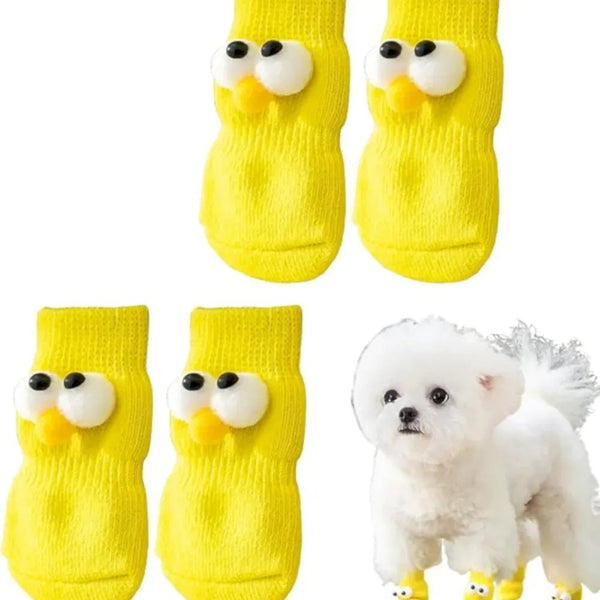 Yellow Anti Slip Cute Warm Pet Paw Socks - GreenFur