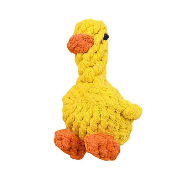 Yellow Duck Dog Toy Weave Rope Toys Without Squeakers - GreenFur