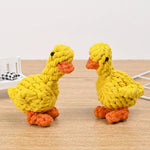 Yellow Duck Dog Toy Weave Rope Toys Without Squeakers - GreenFur