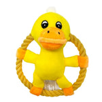 Yellow Duck Shape Cotton Rope Dog Interactive Frisbee Plush Toy - GreenFur