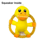 Yellow Duck Shape Cotton Rope Dog Interactive Frisbee Plush Toy - GreenFur