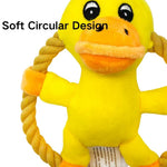 Yellow Duck Shape Cotton Rope Dog Interactive Frisbee Plush Toy - GreenFur