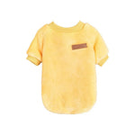 Yellow Fleece Lined Flannel Dog Pullover with Leather Patch - GreenFur
