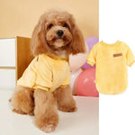Yellow Fleece Lined Flannel Dog Pullover with Leather Patch - GreenFur