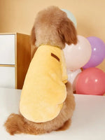 Yellow Fleece Lined Flannel Dog Pullover with Leather Patch - GreenFur