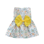 Yellow Floral Dog Dress with Bow Design - GreenFur