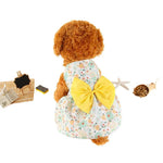 Yellow Floral Dog Dress with Bow Design - GreenFur